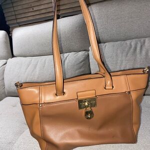 Calvin Klein Camille Snap Tote Bag in the color Carmel